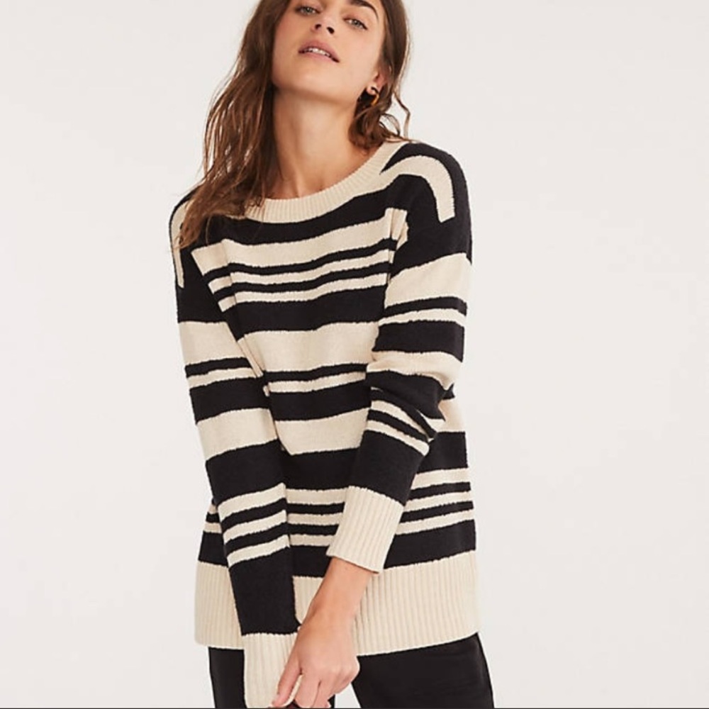 Lou & Grey Fuzzline Sweater, Black/Cream, Size S